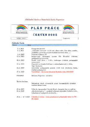 Měsíční plán - červen 2025