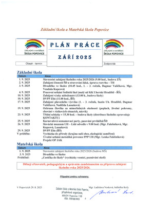 Měsíční plán - září 2025