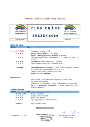 Měsíční plán - březen 2026