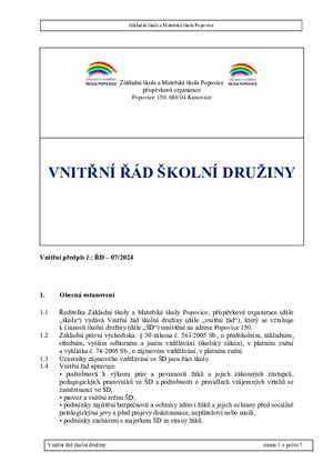 Vnitřní řád ŠD
