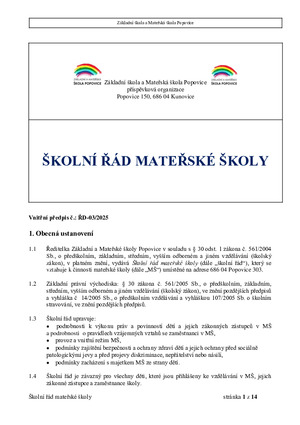 Školní řád MŠ 2025/2026
