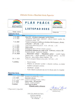 Měsíční plán - listopad 2025