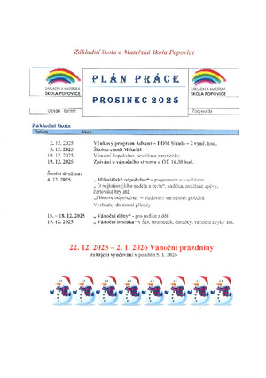 Měsíční plán - prosinec 2025