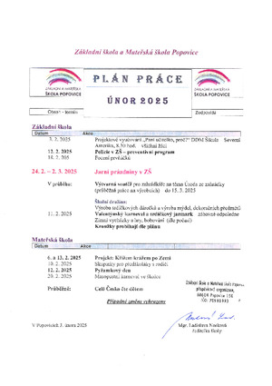Měsíční plán - únor 2025