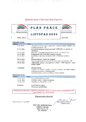 Měsíční plán - listopad 2024