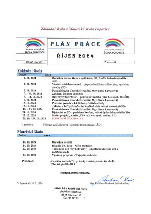 Měsíční plán - říjen 2024