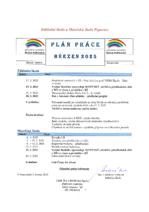Měsíční plán - březen 2025