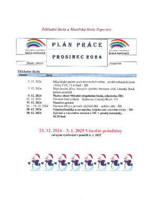 Měsíční plán - prosinec 2024