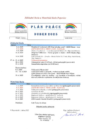 Měsíční plán - duben 2025