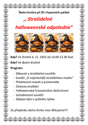    6. 11.  ,, Strašidelné  halloweenské odpoledne“