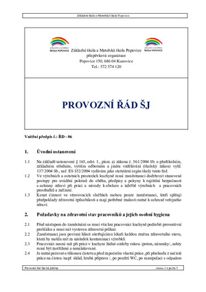 Provozní řád ŠJ