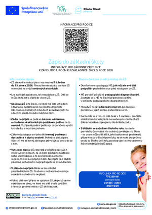 Informace pro zákonné zástupce: Zápis do ZŠ