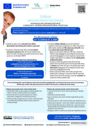 Informace pro zákonné zástupce: Odklad povinné školní docházky